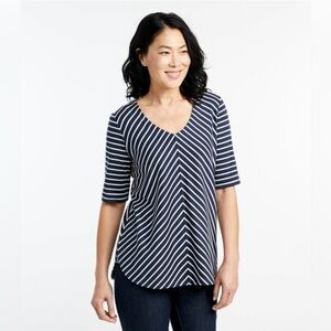 L.L. Bean striped v-neck jersey top